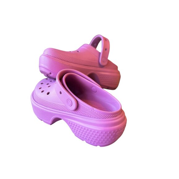 Crocs Classic Platform Clog Sandals Pink Size 7 M / 9 W Lightweight Slip-On Shoe - Picture 4 of 9